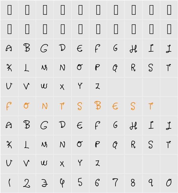 handlebars Character Map