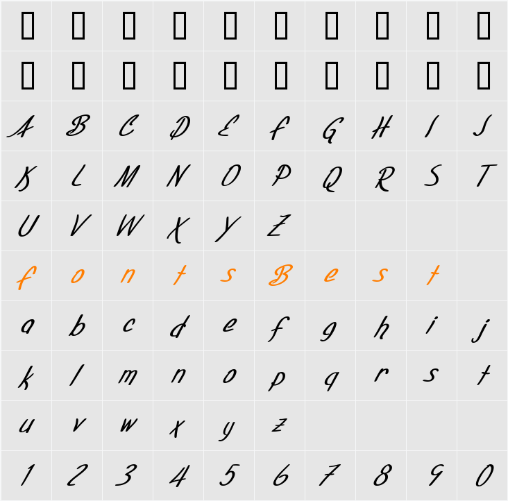 SF Foxboro Script Character Map