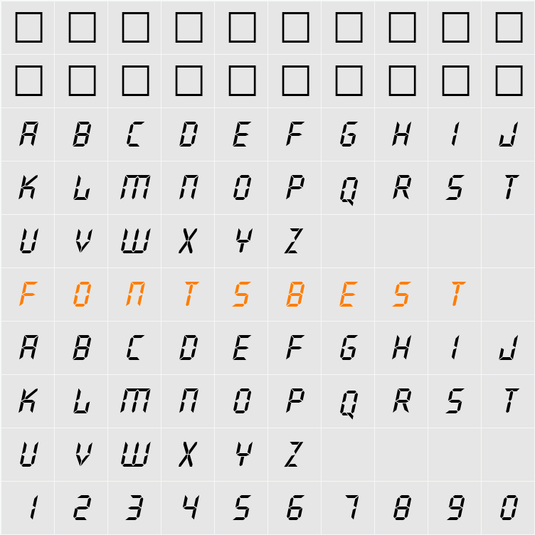 Digiface Character Map