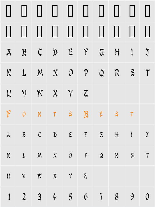 GengisKahnCondensed Character Map