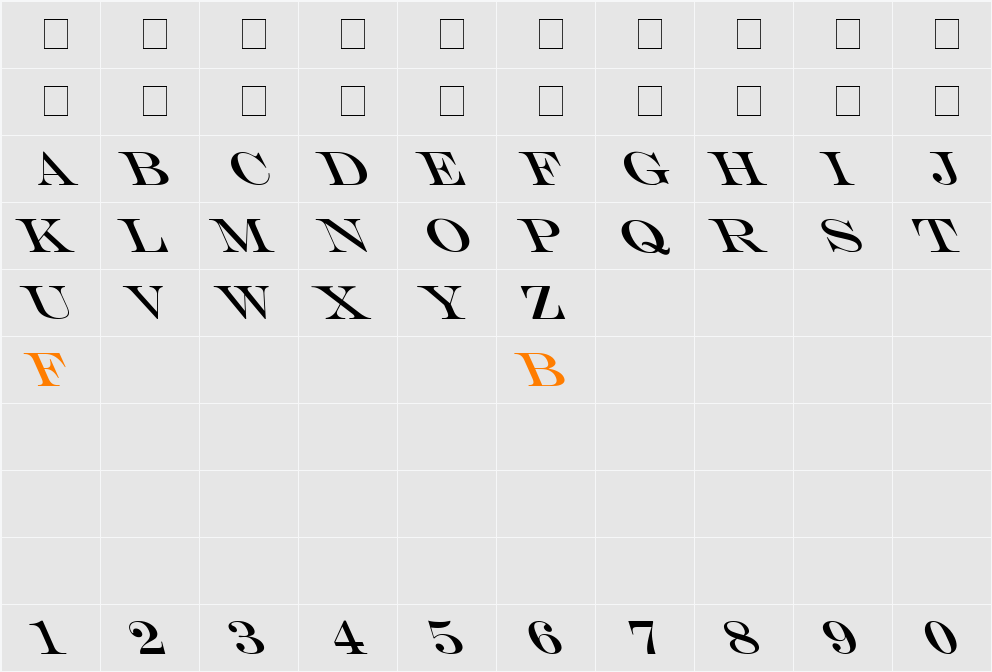 MEngravers-Size One Lefty Character Map