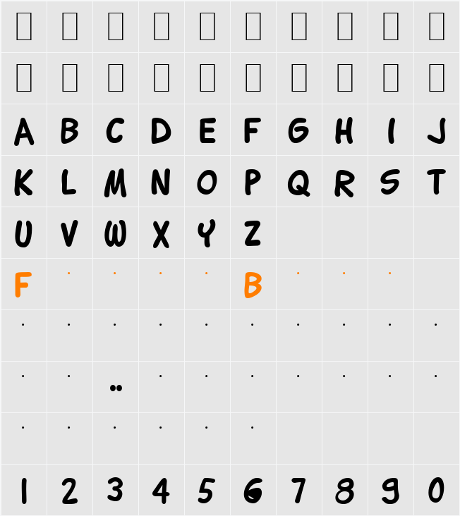 Lettering1 Character Map