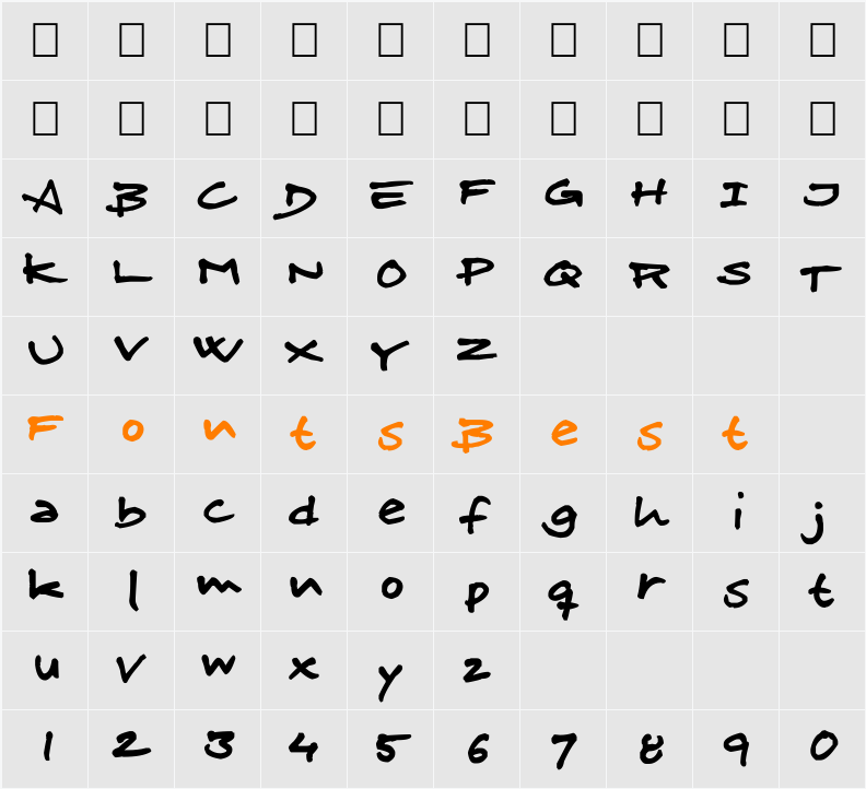 SkitserFineliner Character Map
