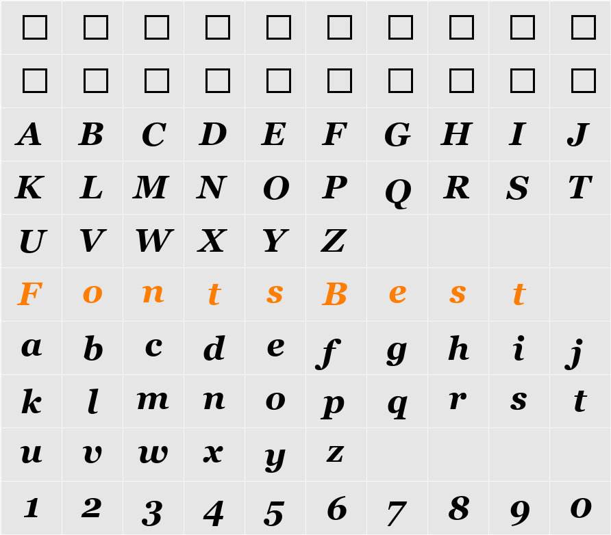 MS Reference Serif Character Map