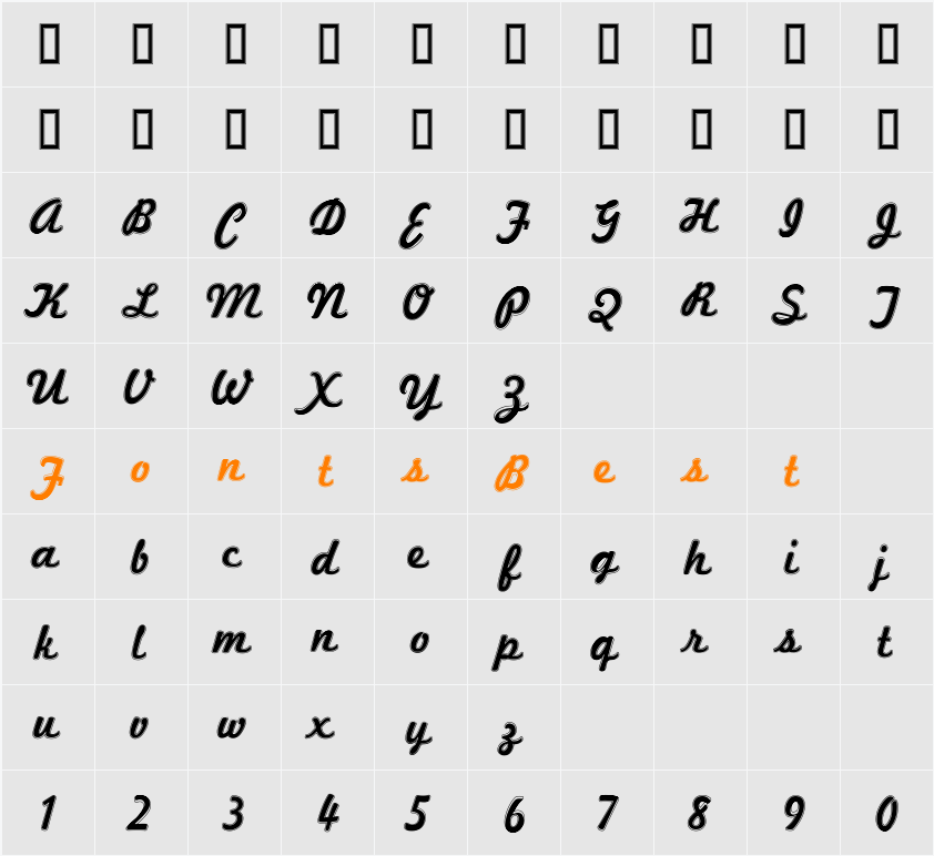 Marketing Script Inline Character Map