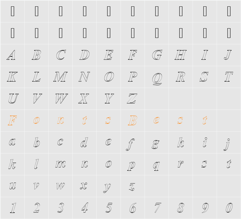 NimbusRomDBolItaOu1 Character Map