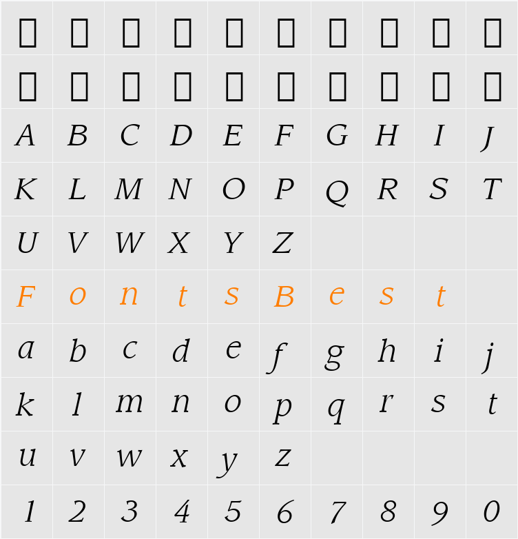 Leawood Bk BT Character Map