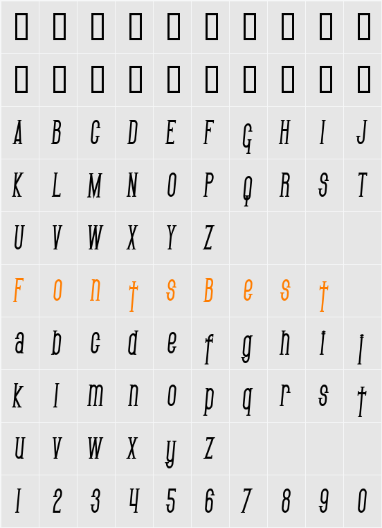 SF Gothican Condensed Character Map