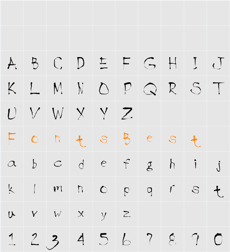 Handwrite-Inkbl Character Map