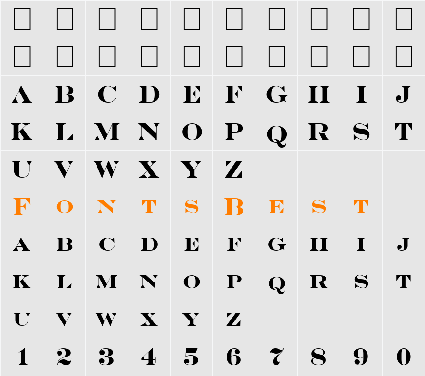 a_SeriferCps Character Map