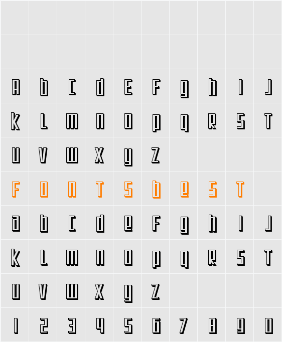 SF Square Root Shaded Character Map