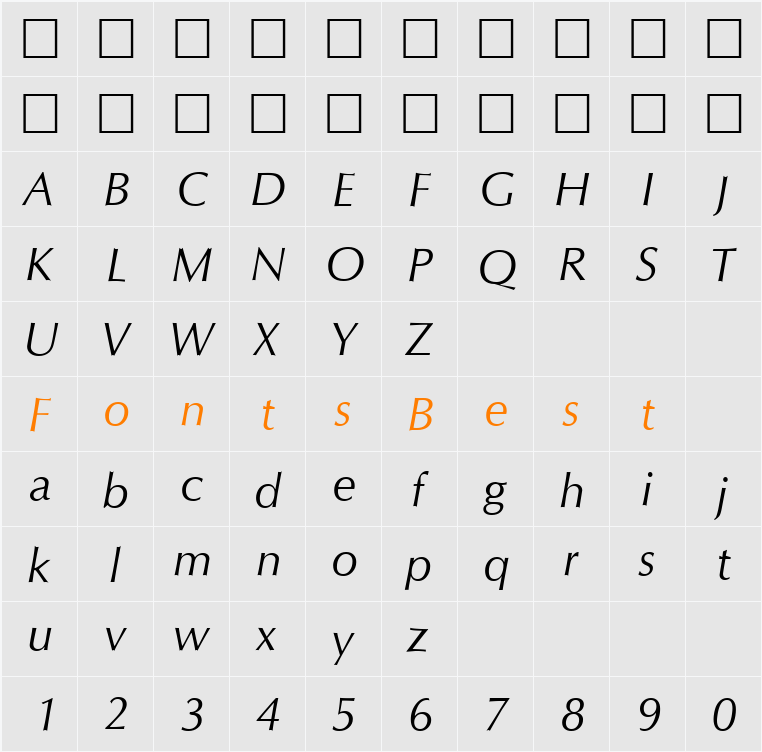 QTOptimum Character Map