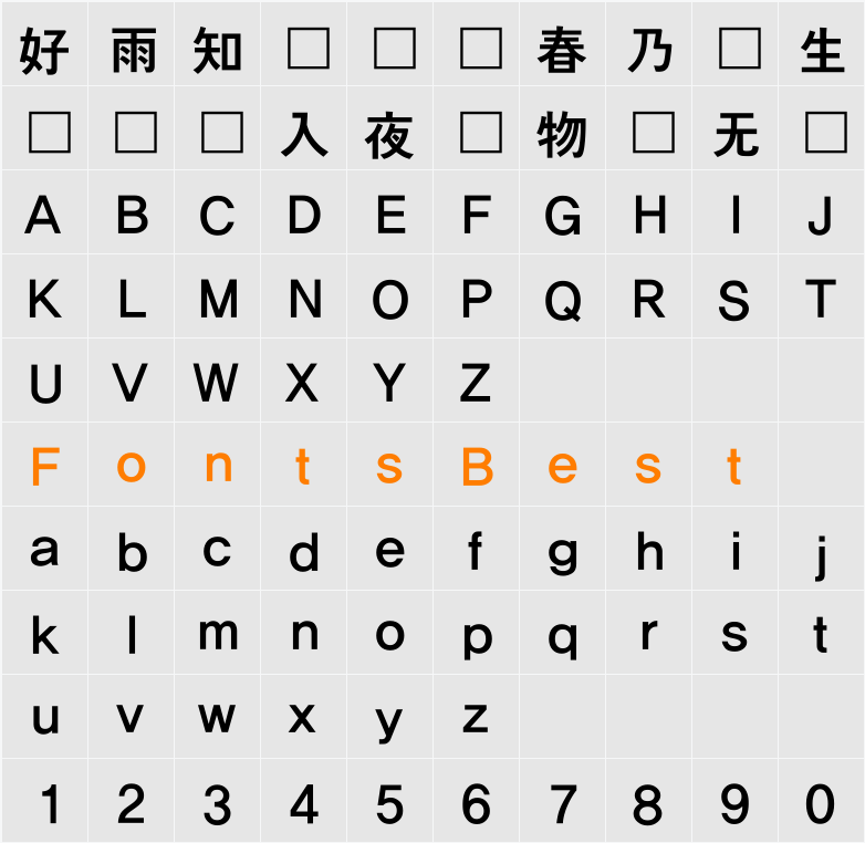 YDIYGO340 Character Map