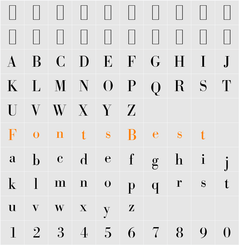 BodoniSerial Character Map