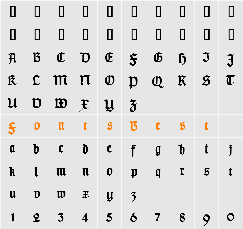 TypographerGotisch D Character Map