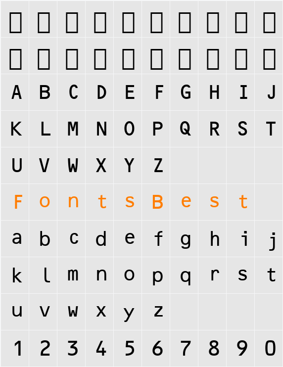OCR-B 10 BT Character Map