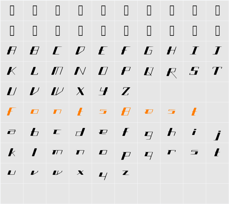 SlantGeo Character Map