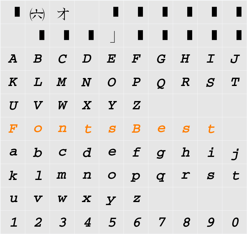 EU-BKHX Character Map
