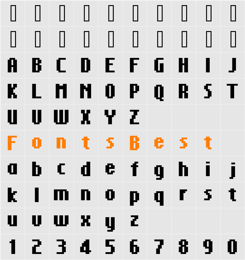 FFF Glorious Bold Character Map
