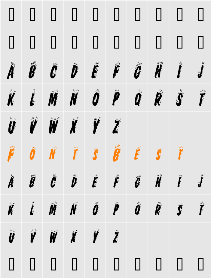 HellfireCondensed Character Map
