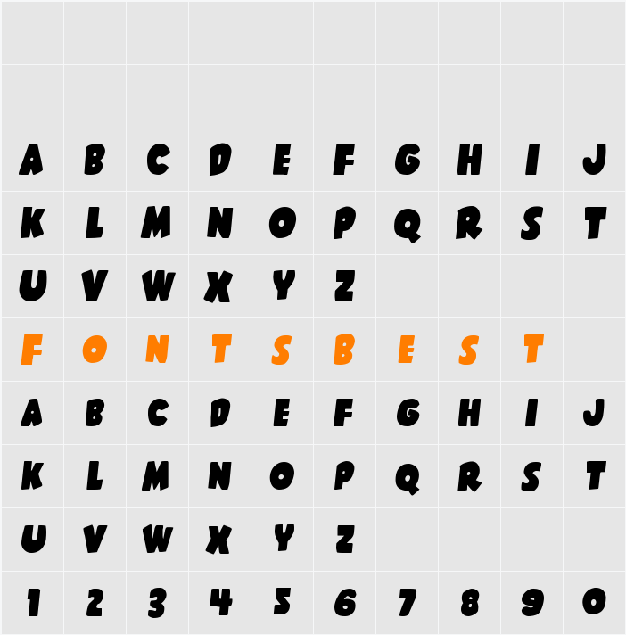 Shablagoo Semi-Italic Character Map