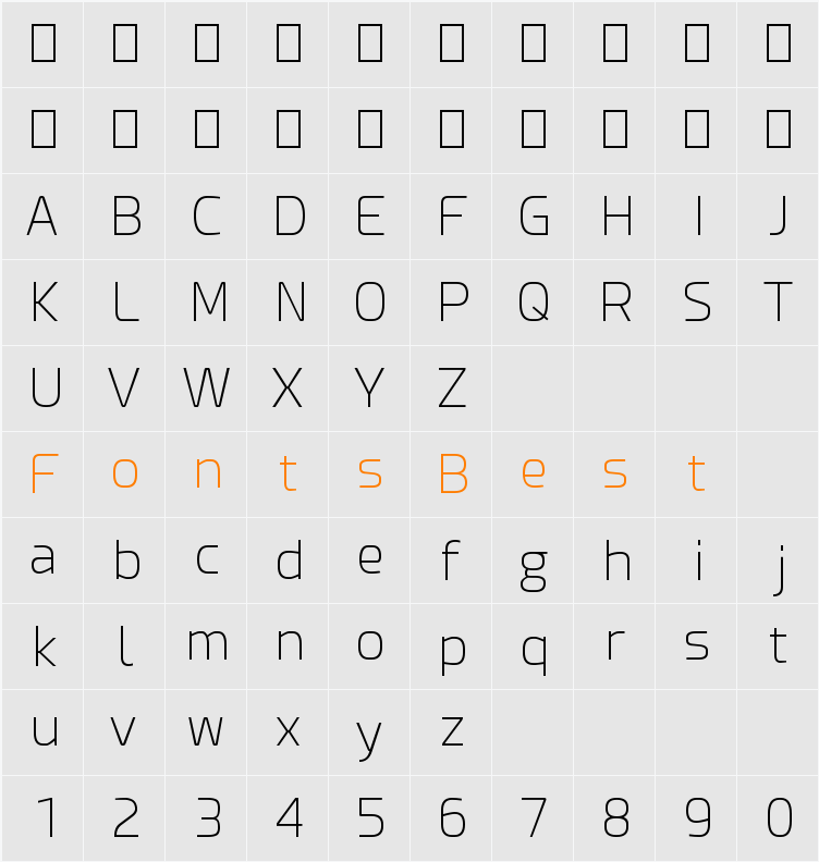 Esphimere Extra Light Character Map