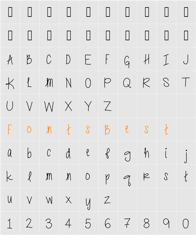 prissy  Character Map