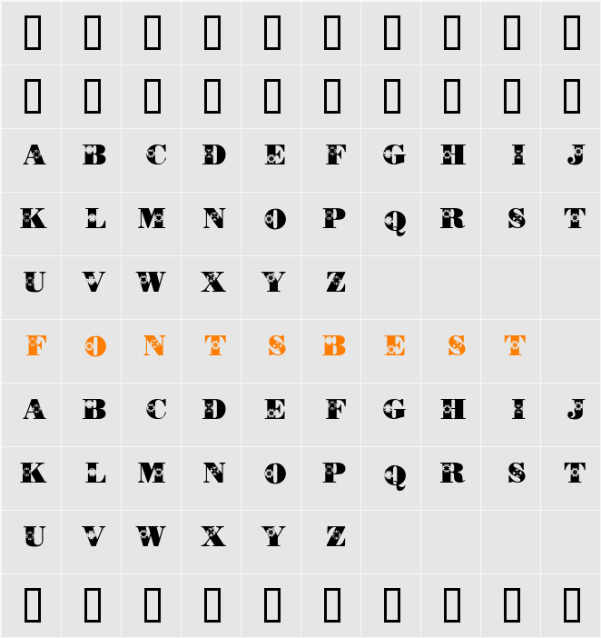 KR Quilt Character Map