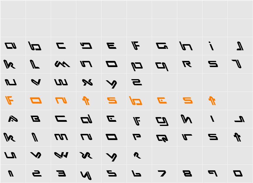 Xephyr Leftalic Character Map