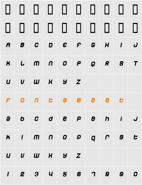 Dunebug 45MPH Character Map