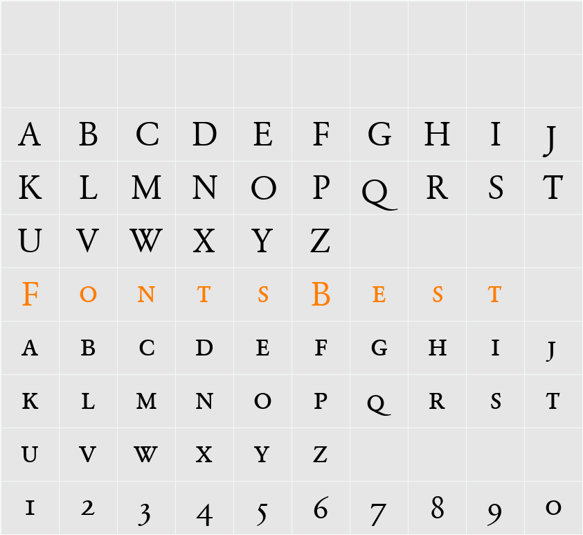 Garamond BE Character Map