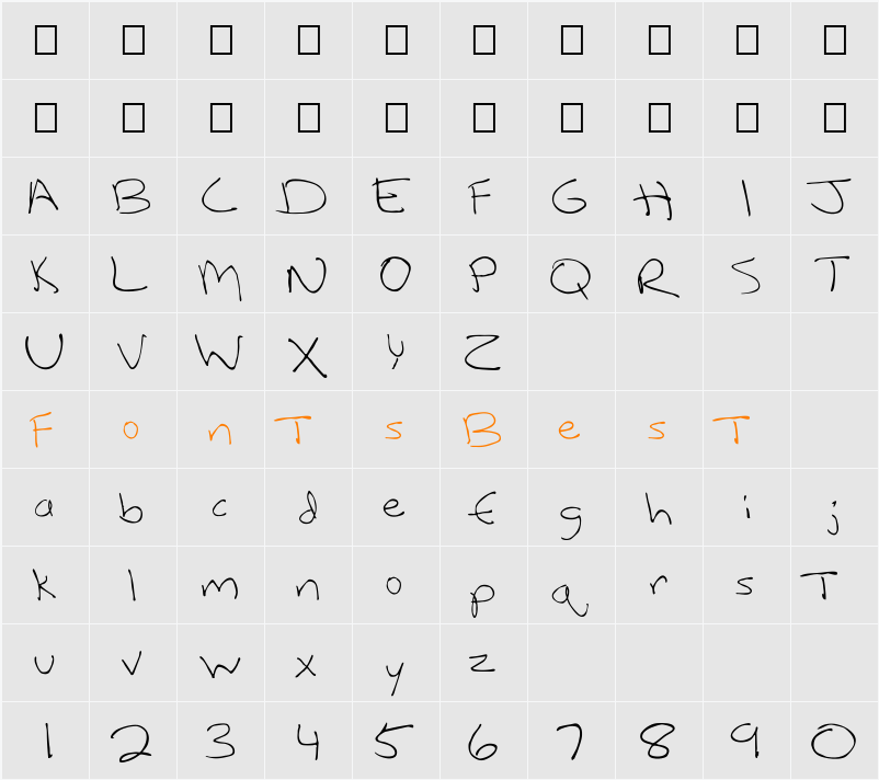 FZ HAND 12 Character Map