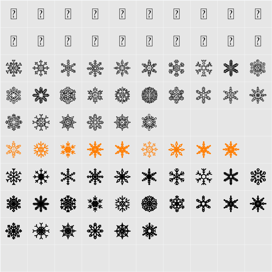 Snowflakes St Character Map