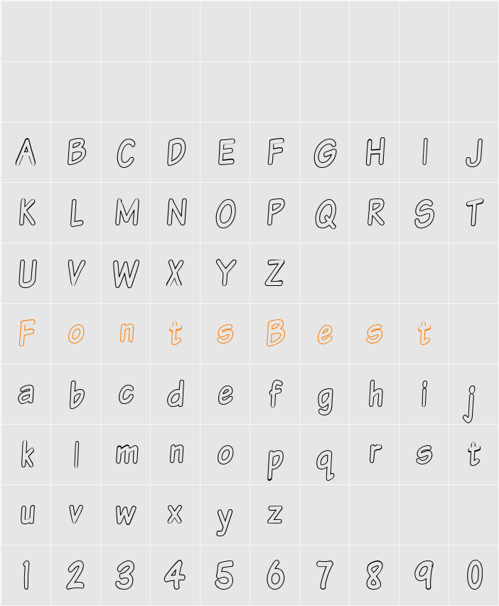 VTCSundayKomixTallOutline Character Map
