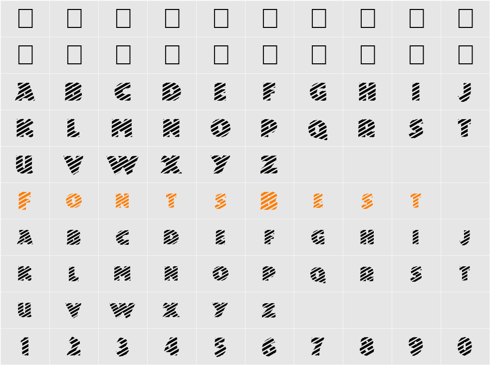 FZ JAZZY 24 STRIPED Character Map