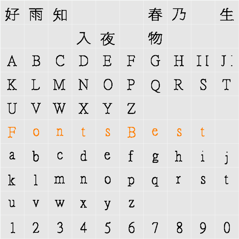 HanWangAvMing Character Map