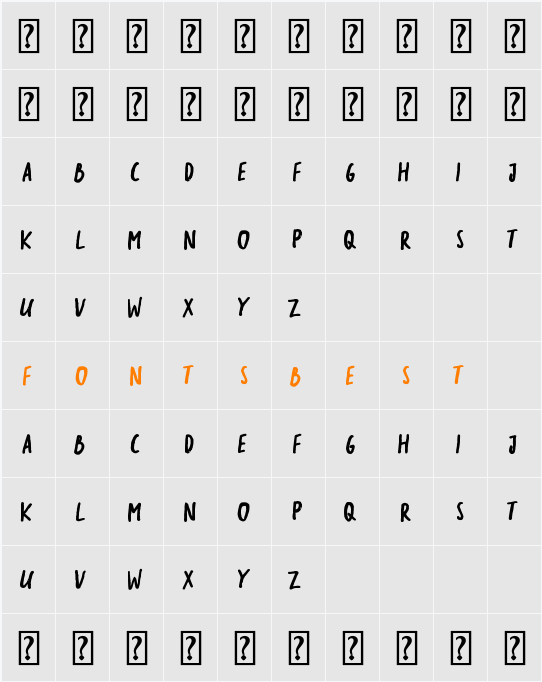 the sarcastic giraffe Bold Character Map