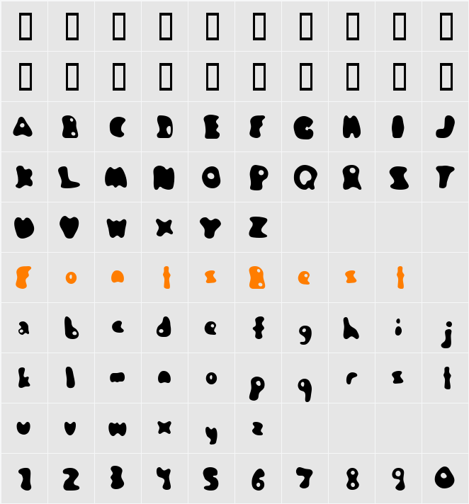 Jambotango Character Map