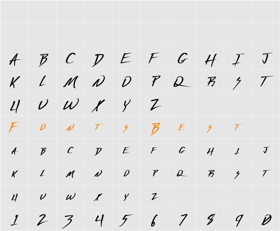 Vecker Bold Character Map