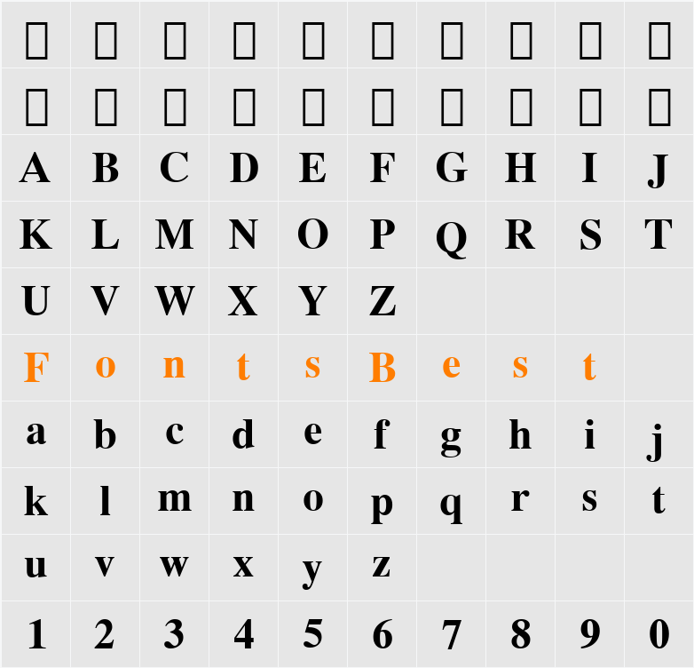 Dutch 801 SWA Character Map