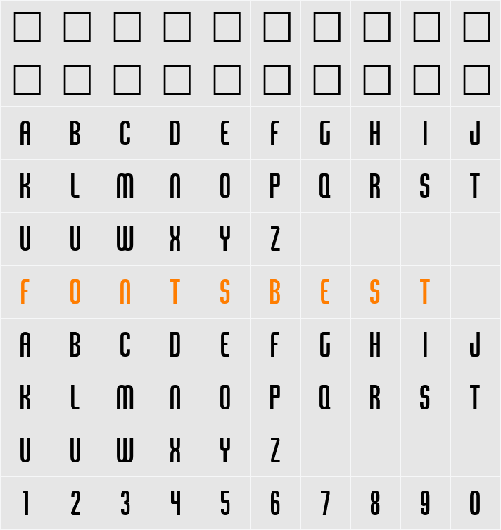 Tangerine XCn Character Map
