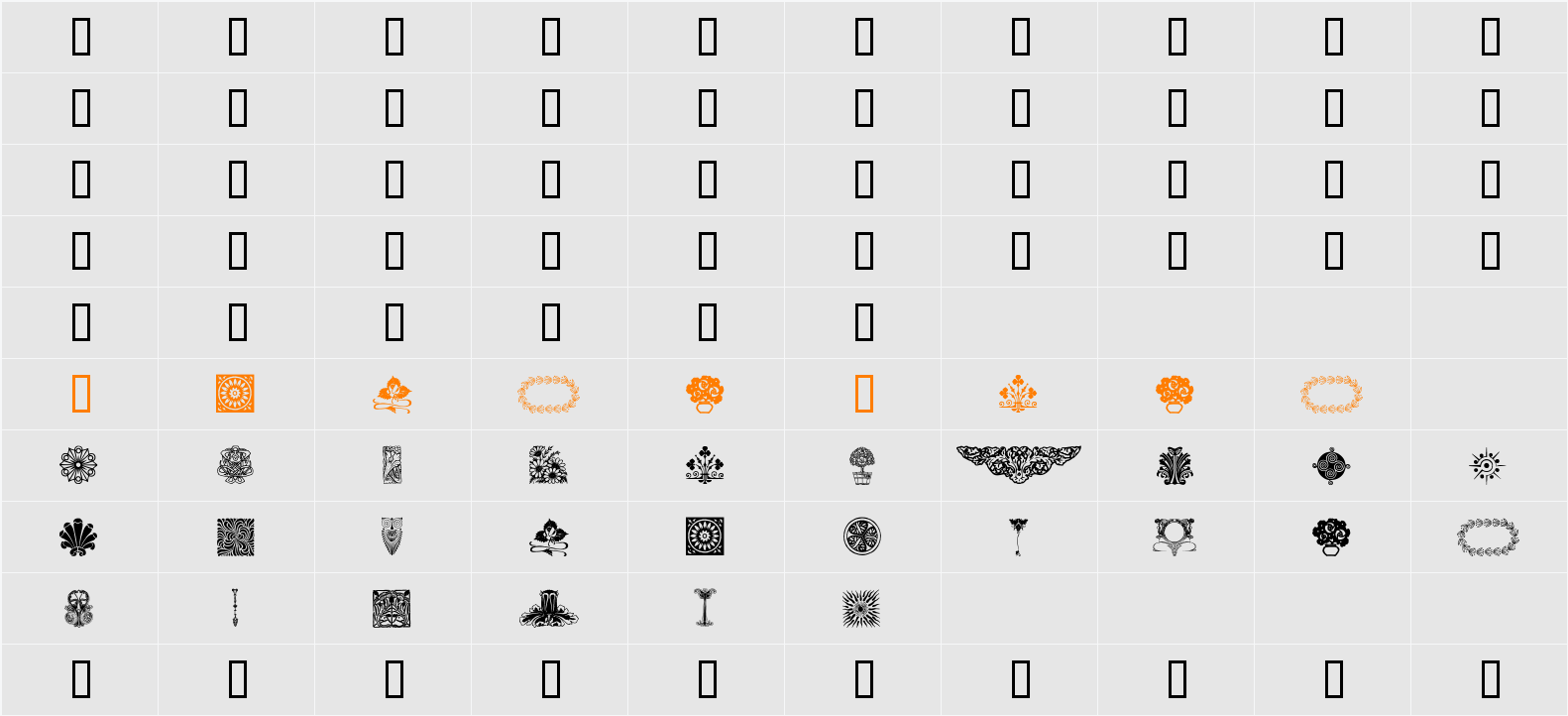 DesignerMotifsThree Character Map