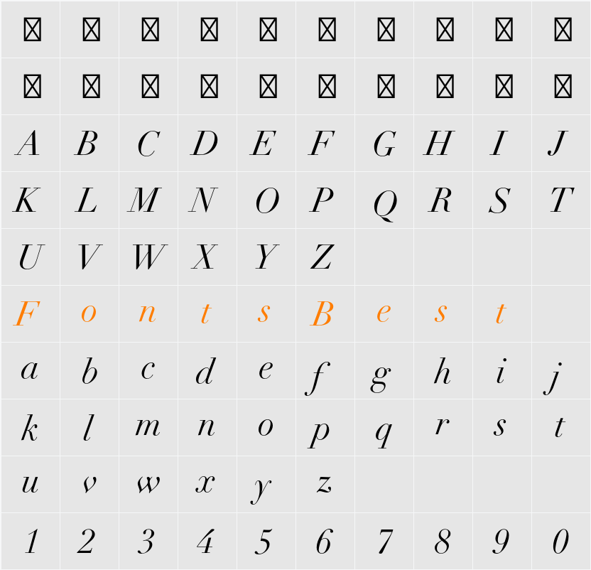 Didot LT Std Character Map