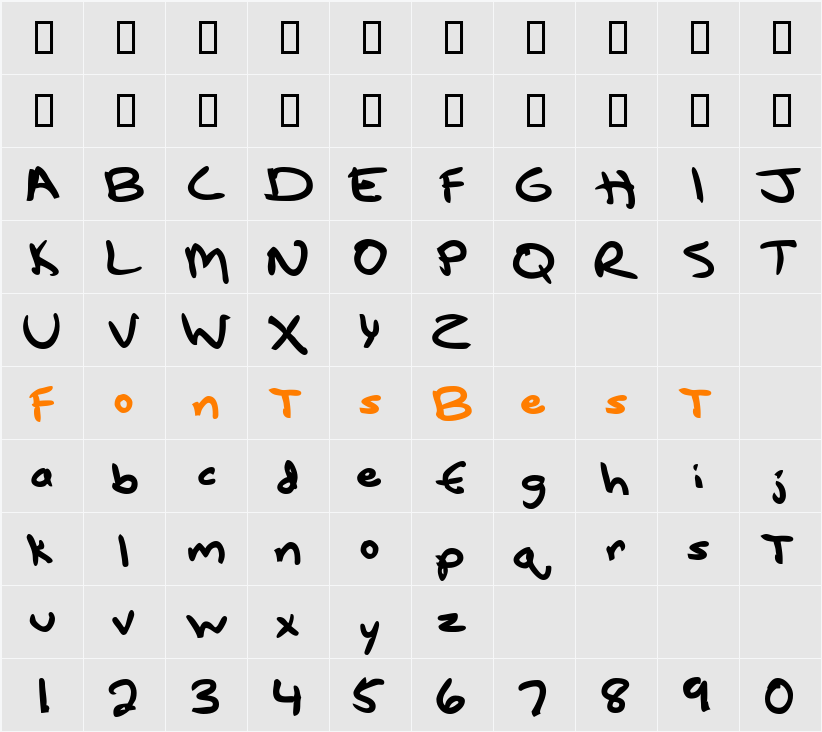 LotechScriptBlackSSK Character Map
