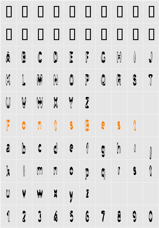 Jerry Bold Character Map