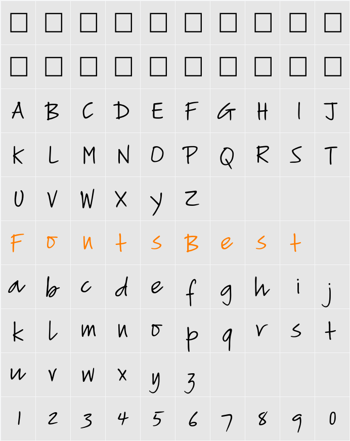 VerticalScript Character Map