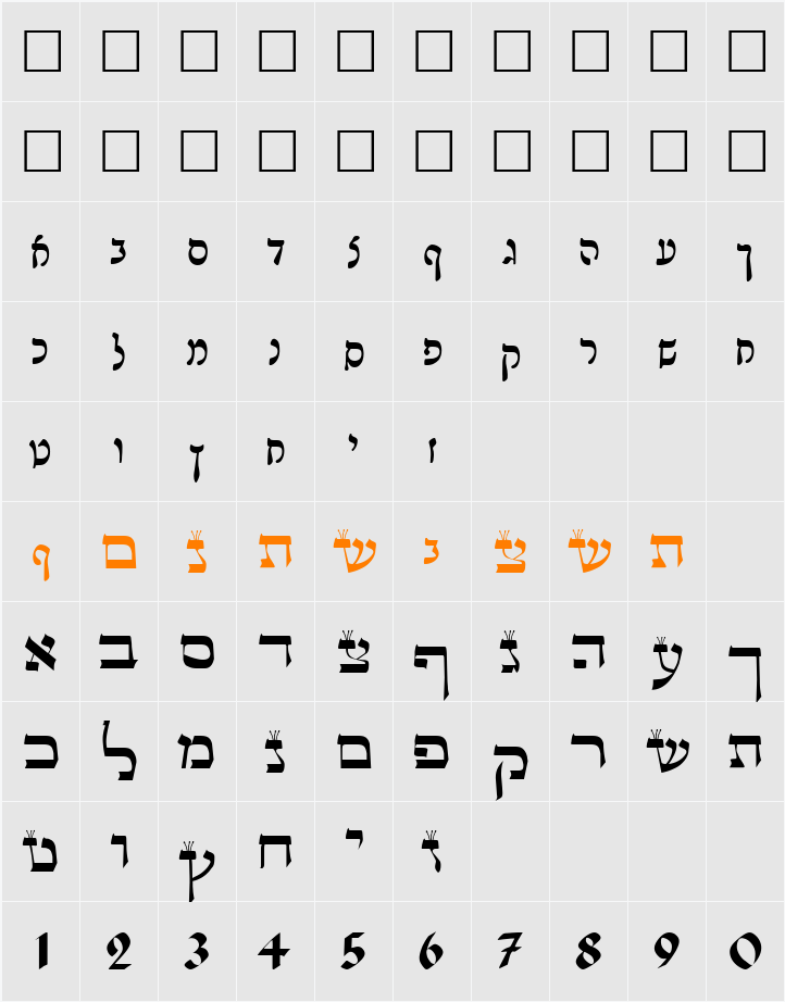 Lashon Tov Character Map