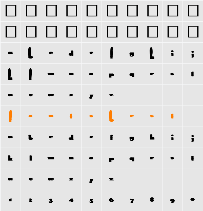 Rabbit bold Character Map