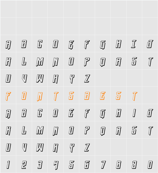 Winter Solstice 3D Italic Character Map