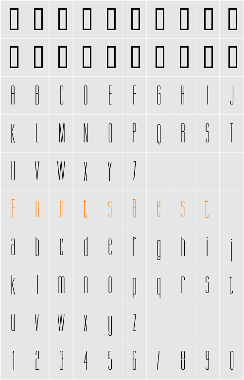 Gorgio Condensed Character Map